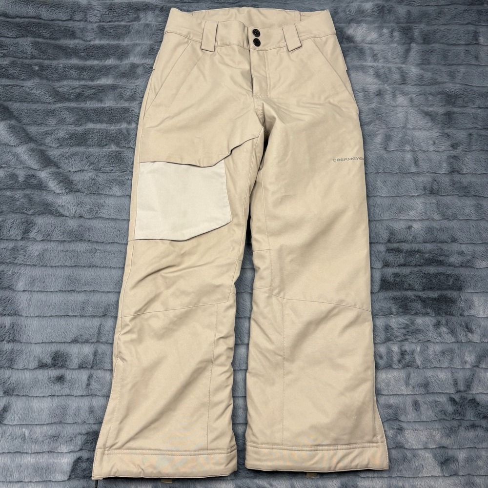 Obermeyer Snow Pants Teen Medium 10-12 Tan Beige Insulated Ski Winter Trousers
